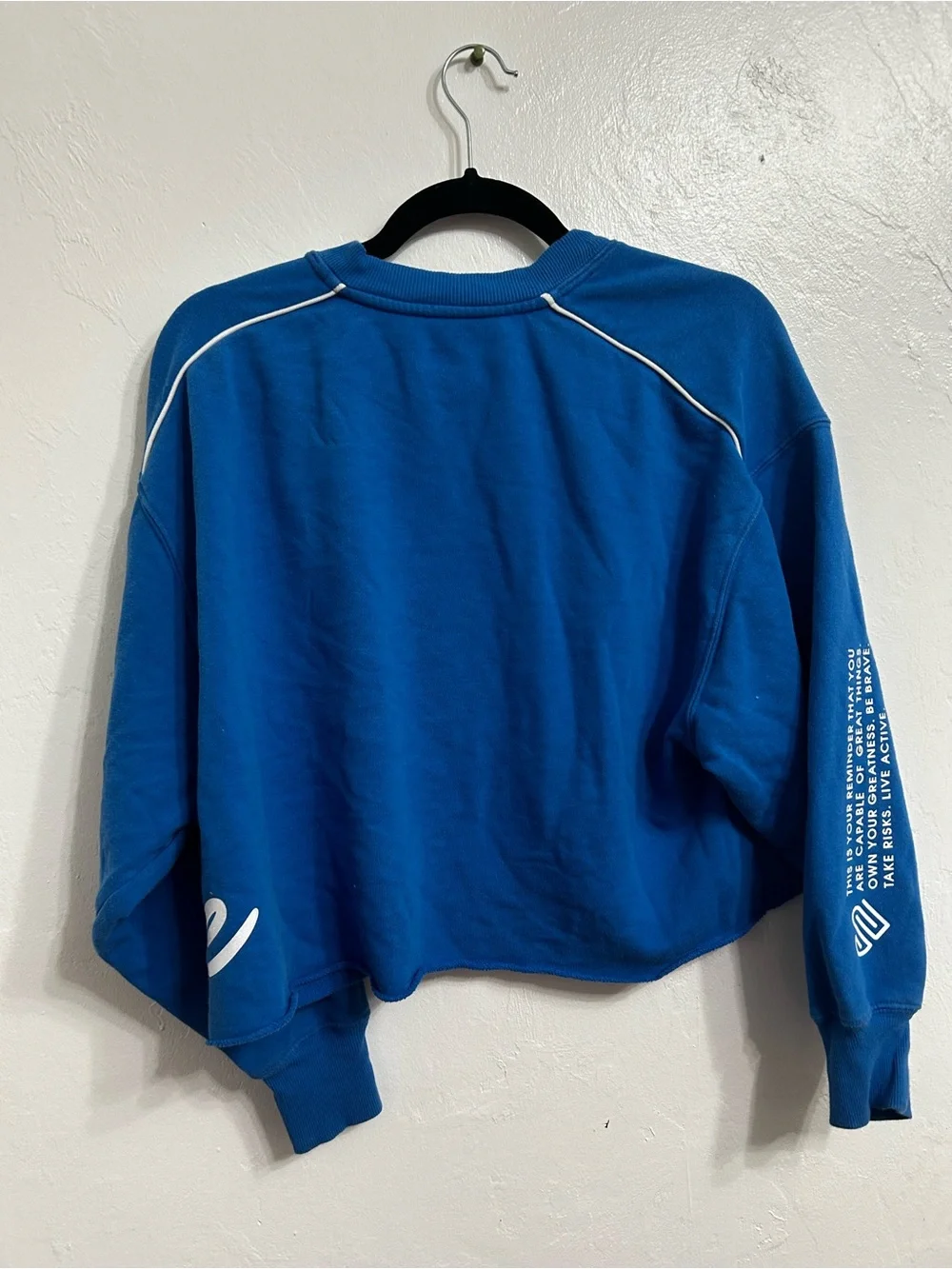 Justice Royal Blue Cropped Crewneck Sweatshirt with White Script